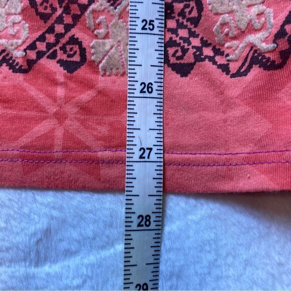 Free People 2 Tone Orange Long Sleeve Geo Design Shirt Size Medium - Picture 9 of 10